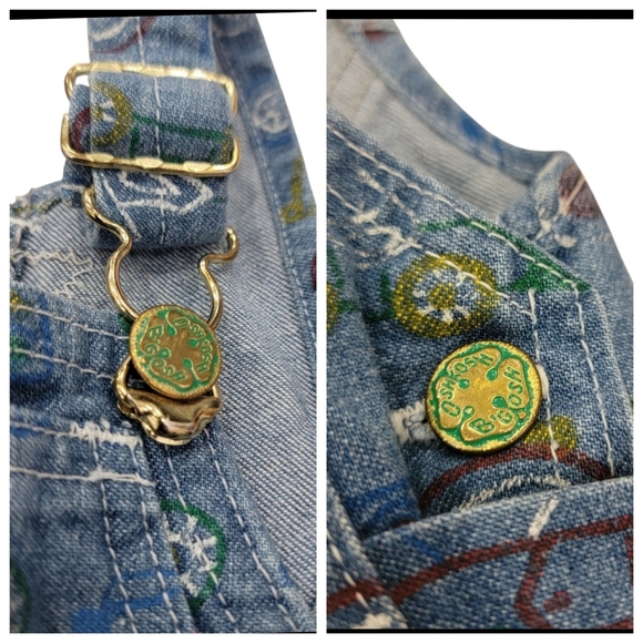 Vintage Oshkosh B'Gosh Overalls Blue Denim Car Truck Print Toddler 1990’s Sz 18M - Picture 11 of 15